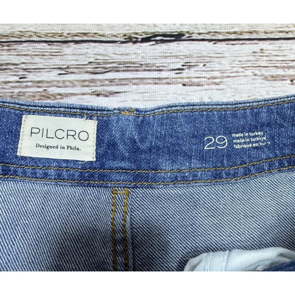 Pilcro Jeans Women's 29 Wide Leg High Rise Cotton Denim Distressed Frayed Hem - Picture 2 of 6